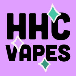 Der Schriftzug HHC Vapes auf lila Hintergrund - leafz.de