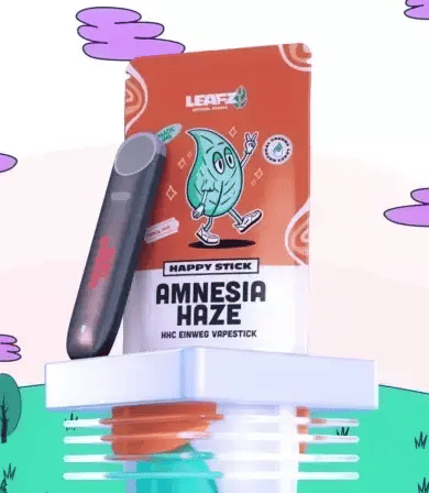 leafz.de - Packung und HHC Vape Pen der geschmacksrichtung Amnesia Haze