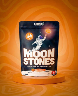 LEAFZ Moon Stones 1500mg Sour Peach — 50 Nutzhanf-Fruchtgummis à je 30 mg THC