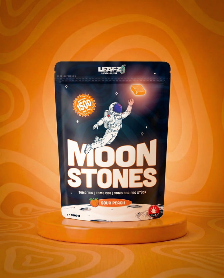 LEAFZ Moon Stones 1500mg Sour Peach — 50 Nutzhanf-Fruchtgummis à je 30 mg THC